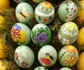 Various painted beautiful Easter eggs Stock Photo 05