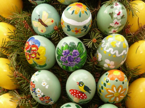 Various painted beautiful Easter eggs Stock Photo 05