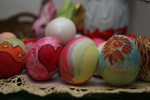 Various painted beautiful Easter eggs Stock Photo 06