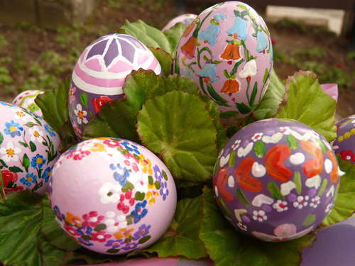 Various painted beautiful Easter eggs Stock Photo 07