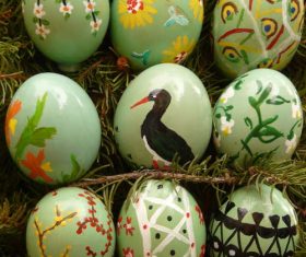 Various painted beautiful Easter eggs Stock Photo 08