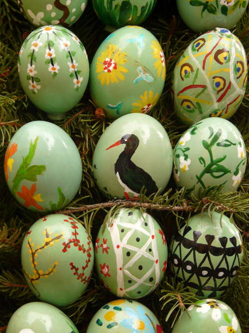 Various painted beautiful Easter eggs Stock Photo 08
