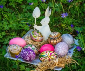 Various painted beautiful Easter eggs Stock Photo 09