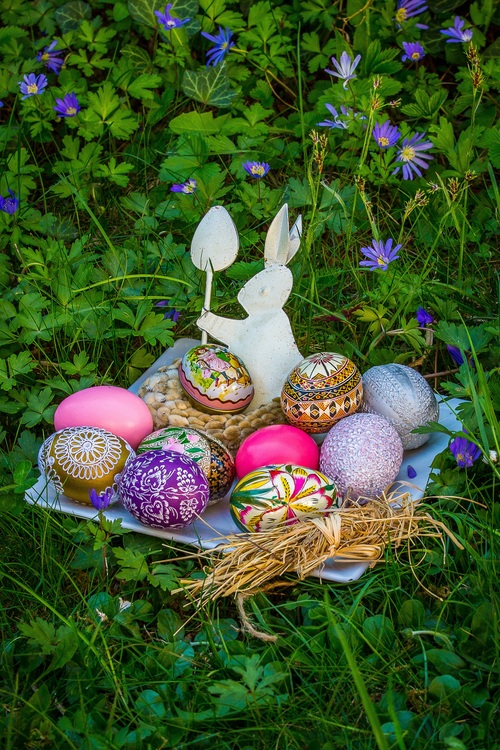 Various painted beautiful Easter eggs Stock Photo 09