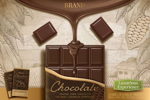 Vector chocolate poster template design 02