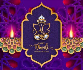 Vector dewali ornate background material 01