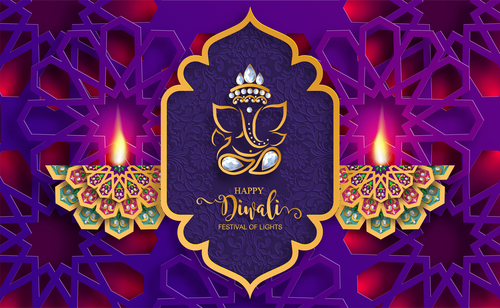 Vector dewali ornate background material 01