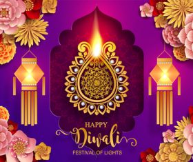 Vector dewali ornate background material 02