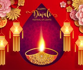 Vector dewali ornate background material 03