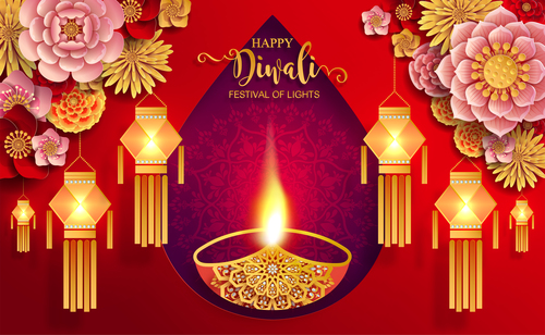 Vector dewali ornate background material 03