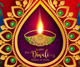 Vector dewali ornate background material 04