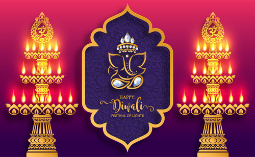 Vector dewali ornate background material 06