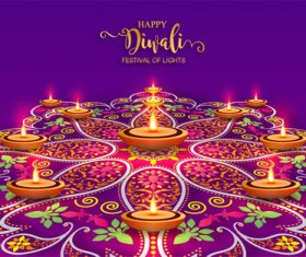 Vector dewali ornate background material 07