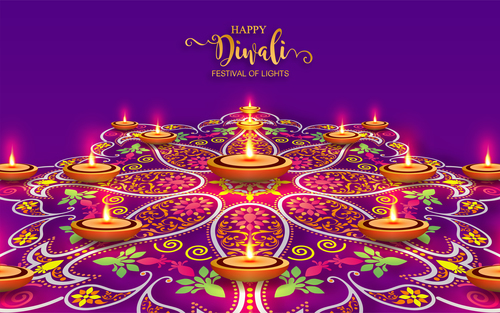 Vector dewali ornate background material 07