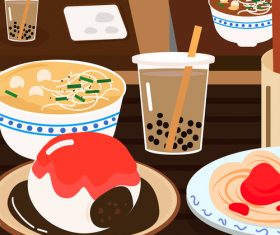 Vector gourmet street food