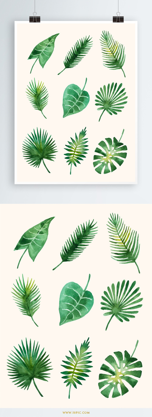 Vector green leaves decorative pattern