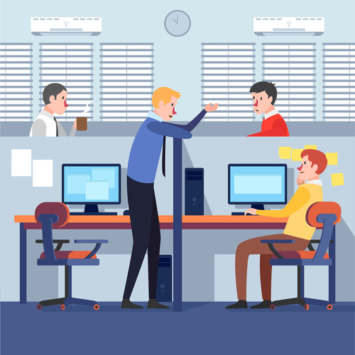 Vector illustration of communication between colleagues