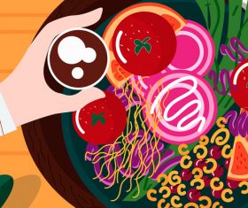 Vector illustration of healthy breakfast salad