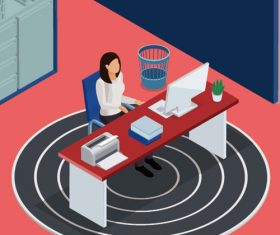 Vector illustration of working in the office