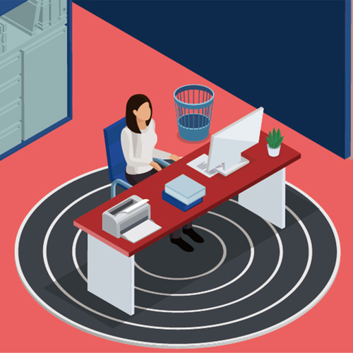 Vector illustration of working in the office