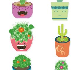 Vector material potted cactus flower