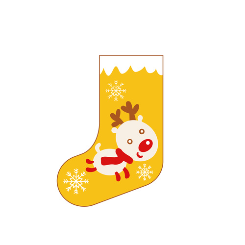 Vector yellow cute deer christmas sock