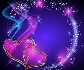 Velentines card with purple backgrounds vector 01