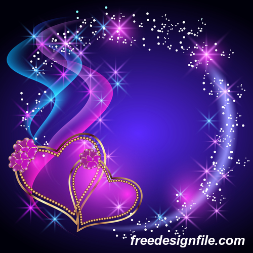 Velentines card with purple backgrounds vector 01