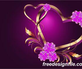 Velentines card with purple backgrounds vector 03