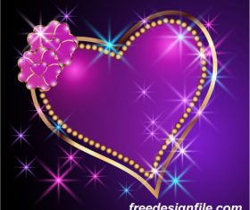 Velentines card with purple backgrounds vector 04