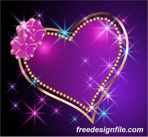Velentines card with purple backgrounds vector 04