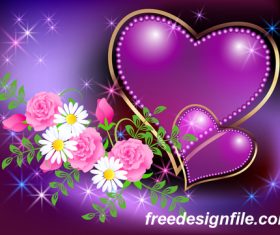 Velentines card with purple backgrounds vector 05