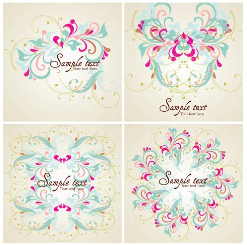 Vintage Floral Cards vector material