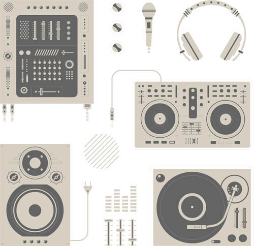 Vintage Music Icons vector free download