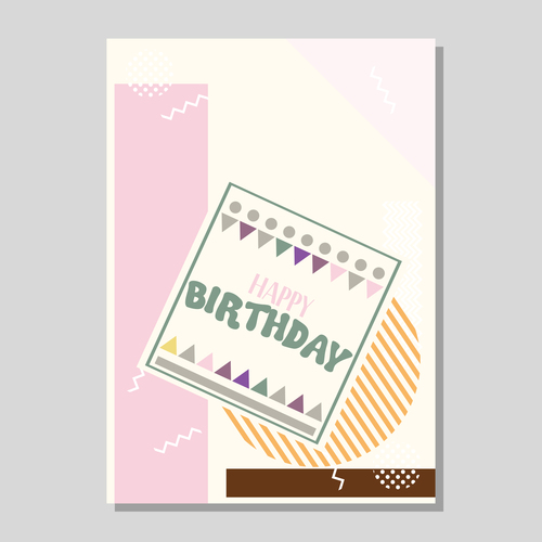 Vintage birthday flyer template design vector 05