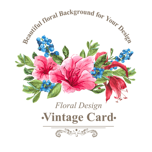 Vintage floral card template vectors design 07