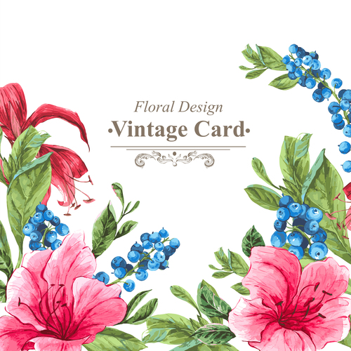 Vintage floral card template vectors design 10