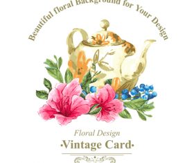Vintage floral card template vectors design 11