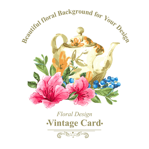 Vintage floral card template vectors design 11