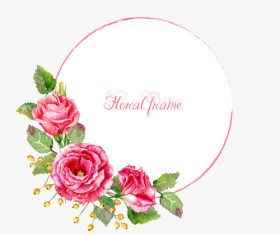 Vintage pink rose frame vector material 02