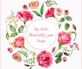 Vintage pink rose frame vector material 03
