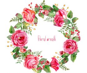 Vintage pink rose frame vector material 04