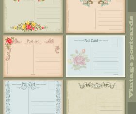 Vintage post card template vector set
