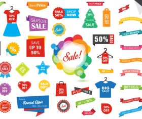 Vintage ribbon with banner with labels vector material 02