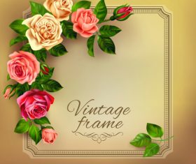 Vintage rose with card templates design vector 03