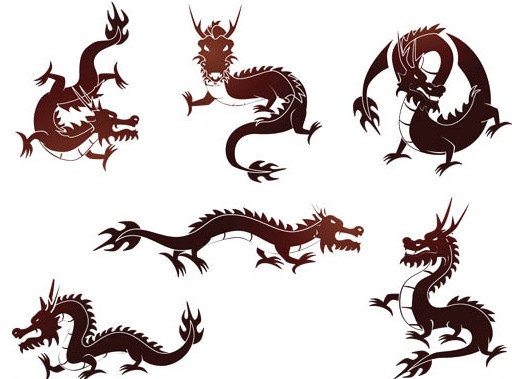 Vivid Dragon Tattoo elements vector