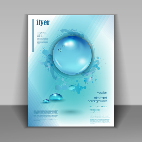 Water flyer cover template vectors 03