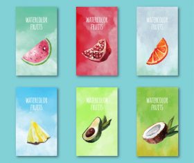 Watercolor summer fruit card vector