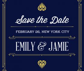 Wedding vintage invitation card template vectors 04
