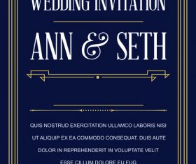Wedding vintage invitation card template vectors 05